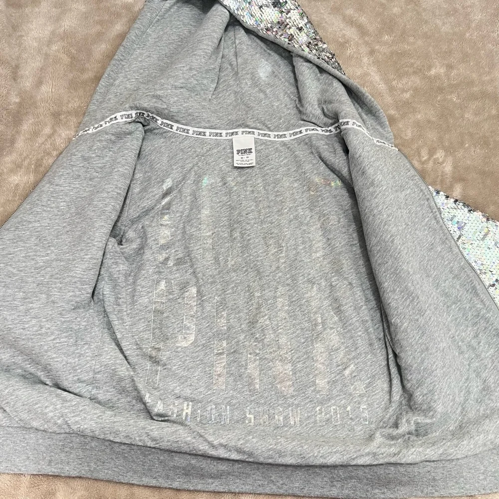 PINK Victoria's Secret Glittering Silver Hoodie